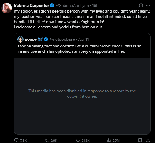 Sabrina Carpenter Zaghrouta Controversy social media reactions