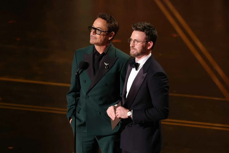 Robert Downey Jr and Chris Evans at Oscars promoting Avengers Doomsday
