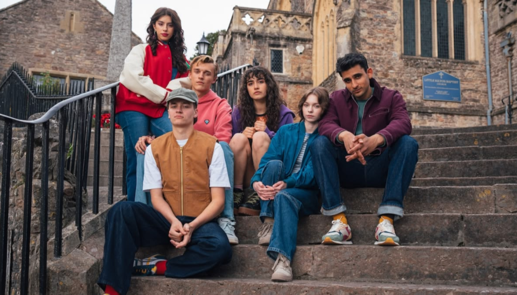 A Good Girl's Guide to Murder Season 2 cast members on set together