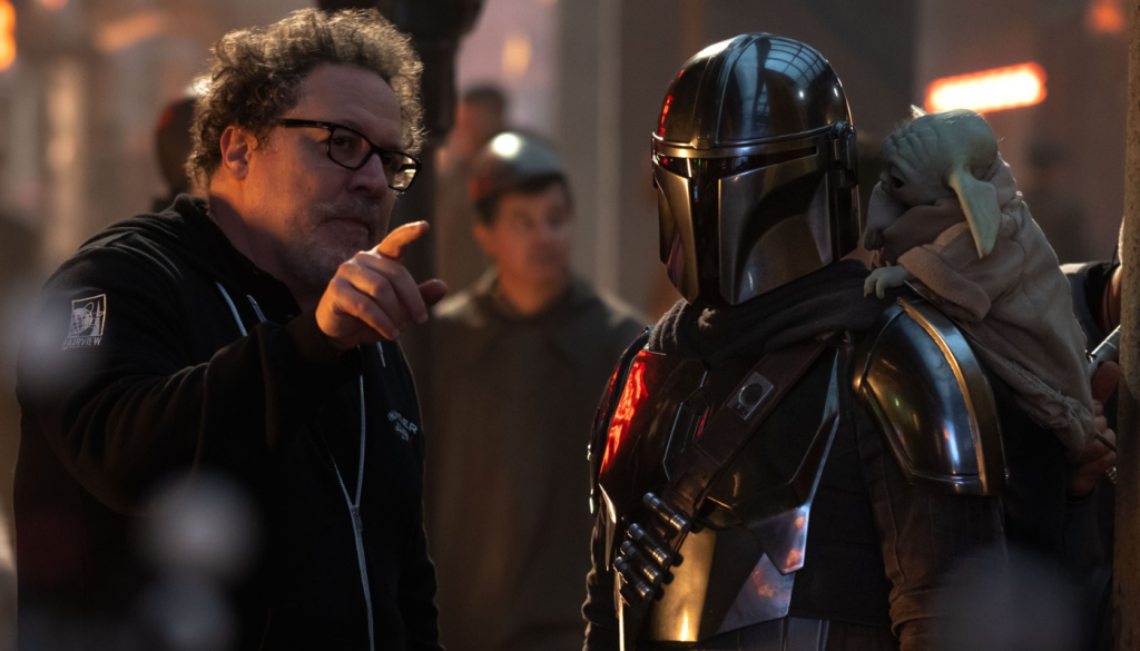 The Mandalorian Season 4 Jon Favreau and pedro pascal discussing film scene