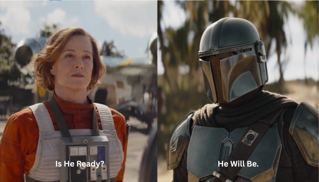 pedro pascal and Sigourney Weaver from The Mandalorian Season 4