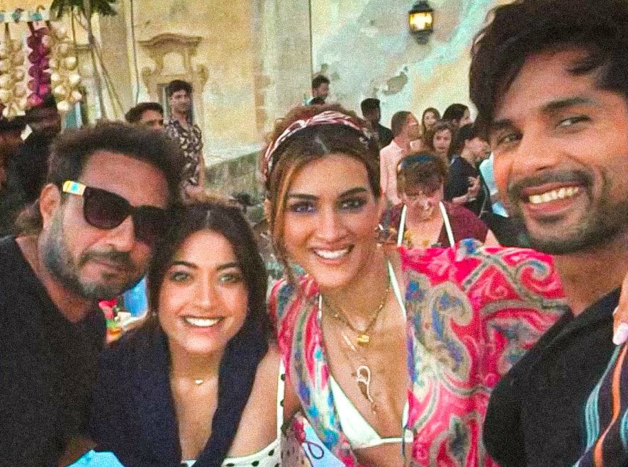 Cocktail 2 movie poster featuring Shahid Kapoor, Rashmika Mandanna, and Kriti Sanon