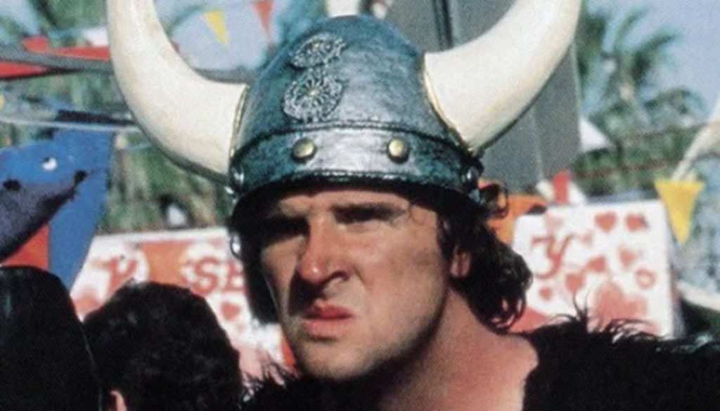 Donald Gibb playing the iconic character Ogre Sockley in the 1984 film Revenge of the Nerds