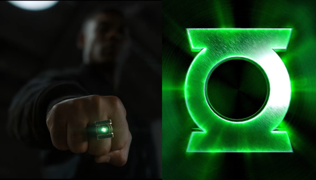 Lanterns Teaser 2 Official Lanterns HBO series promotional artwork featuring the iconic Green Lantern ring with cosmic space background and character silhouettes