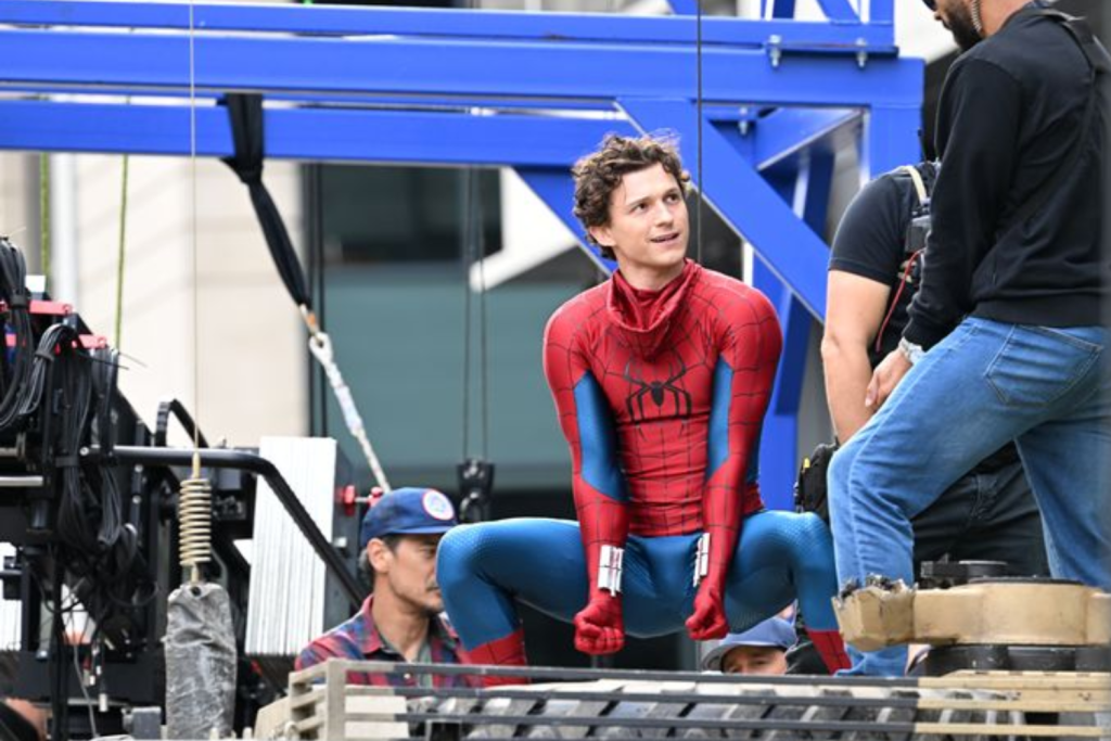 Tom Holland from the sets of Spider-Man Brand New Day wearing latest designed suit