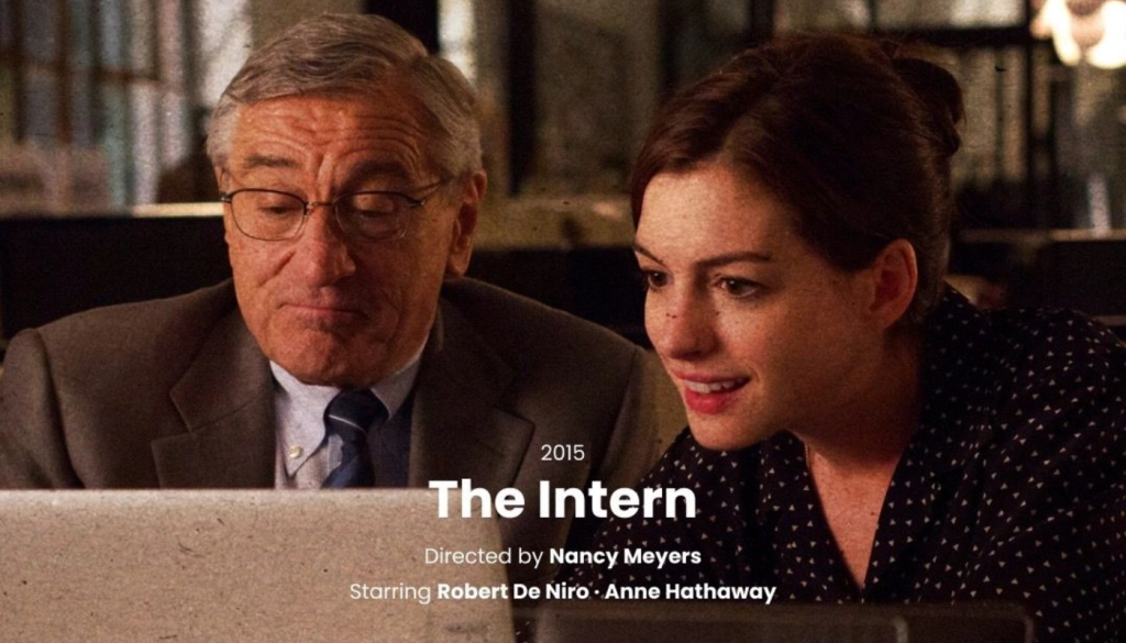 The Intern movie scene showing robert deniro and anne hathaway